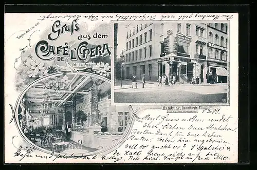 AK Hamburg-Neustadt, Innenansicht des Cafe de l` Opera, Dammthorstrasse 11