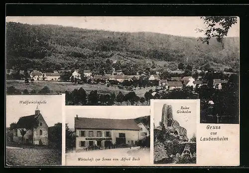 AK Laubenheim, Gasthaus zur Sonne, Wallfahrtskapelle, Ruien Girbaden