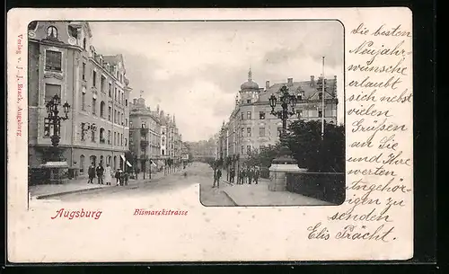 AK Augsburg, Blick in die Bismarckstrasse