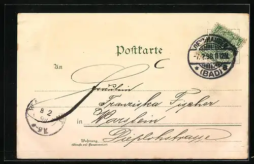 Lithographie Bad Oeynhausen, Grosses Soolbadehaus, Konzertplatz, Am Siel