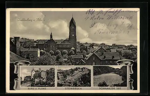 AK Dattenberg a. Rhein, Burg und Ruine, Steinbruch, Schwarzer See