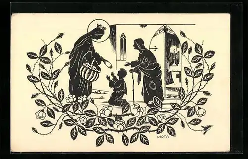 AK Die heilige Elisabeth, Scherenschnitt