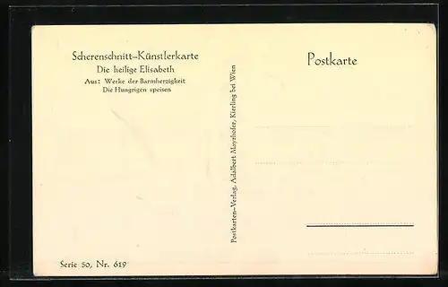 AK Die heilige Elisabeth, Scherenschnitt