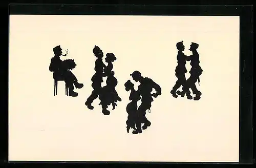 AK Paare beim Tanzen, Scherenschnitt