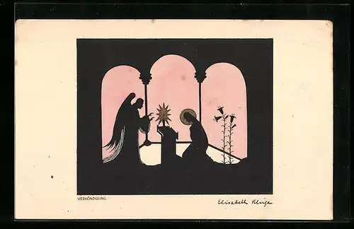 AK Verkündigung im Scherenschnitt