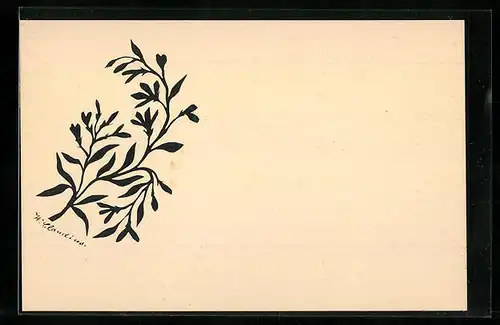 AK Blüten-Zweig, Scherenschnitt