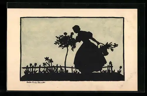 AK Blumen aus dem Garten, Scherenschnitt