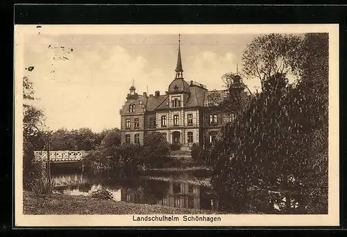 AK Schönhagen, Sicht übers Wasser auf das Landschulheim