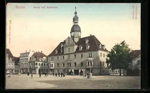 AK Borna, Markt mit Rathaus
