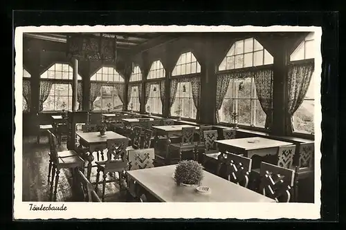 AK Oybin, Innenansicht des Gasthauses Töpferbaude