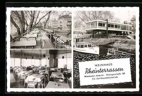 AK Wiesbaden-Biebrich, Gasthaus und Weinhaus Rheinterrassen, Rheingaustrasse 139