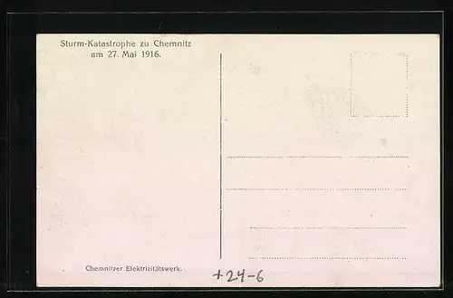 AK Chemnitz, Elektrizitätswerk, Sturm-Katastrophe 1916
