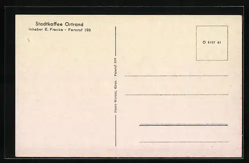 AK Ortrand, Stadtkaffee Ortrand, Inh. E. Franke