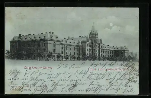 Mondschein-AK Berlin-Gross-Lichterfelde, Garde-Schützen-Kaserne