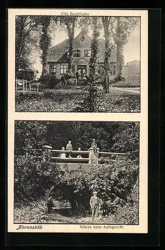 AK Ahrensbök, Brücke beim Amtsgericht, Villa Bergfrieden