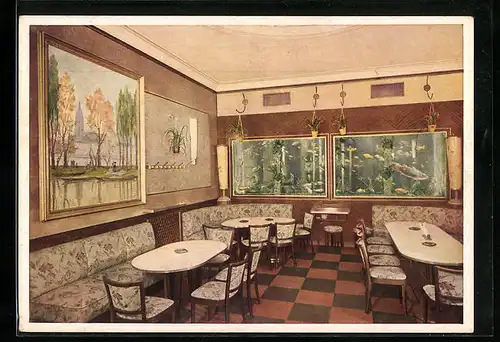 AK Alt-Frankfurt, Eis-Café Wi-Pra, Neue Kräme 27, Aquarienzimmer