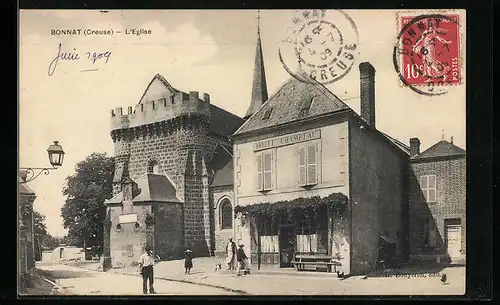 AK Bonnat, L`Eglise, Hotel Champeau