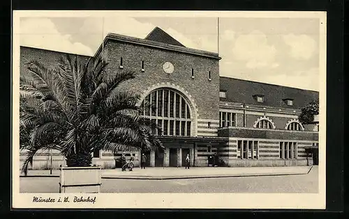 AK Münster i. W., Blick auf den Bahnhof