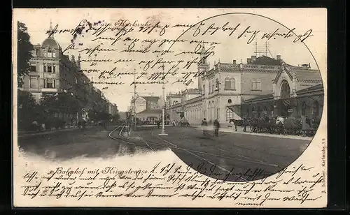 AK Karlsruhe, Bahnhof mit Kriegstrasse