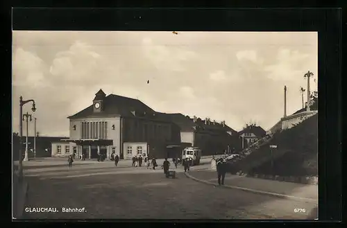 AK Glauchau, Blick auf den Bahnhof