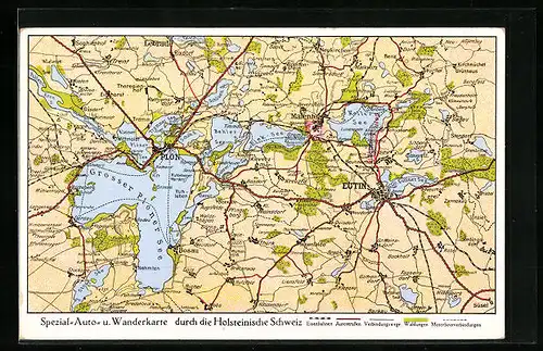 AK Eutin, Landkarte der Holsteinischen Schweiz mit Plöner See