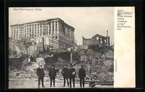 AK San Francisco, New Fairmont Hotel, showing ruins in immediate vicinity, 1906