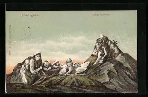 AK Berchtesgaden, Familie Watzmann, Berggesichter