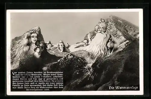 AK Berchtesgaden, Die Watzmannsage, Berg mit Gesicht / Berggesichter