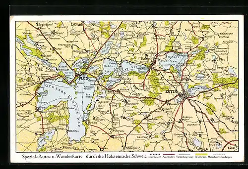 AK Eutin, Landkarte der Holsteinischen Schweiz mit Plöner See