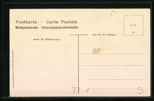 Lithographie Menschen mit Schirm bei Regenwetter