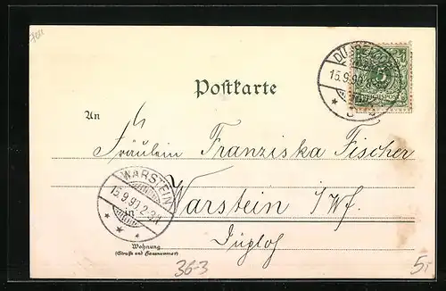 Lithographie Säckingen, Trompeter von Säckingen zu Pferde, Uferpartie, Behüt Dich Gott!