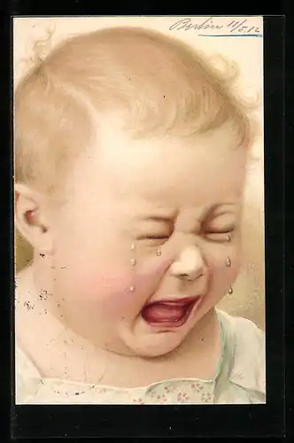 AK Baby mit weinendem Gesicht