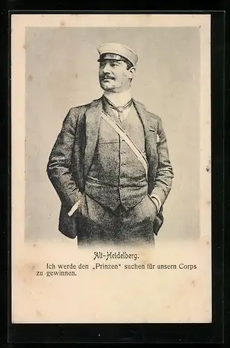 AK Alt-Heidelberg, Heidelberger Student steht Portrait