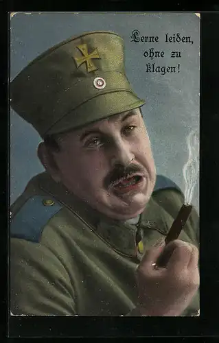 AK Soldat mit qualmender Zigarre