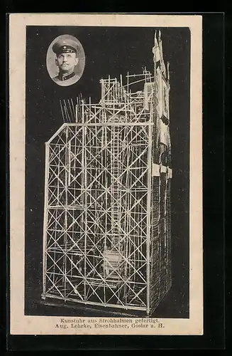 AK Goslar /Harz, Kunstuhr aus Strohhalmen, Aug. Lehrke, Eisenbahner
