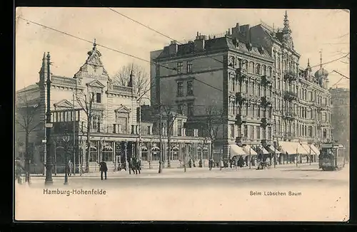 AK Hamburg-Hohenfelde, Beim Lübschen Baum mit Strassenbahn