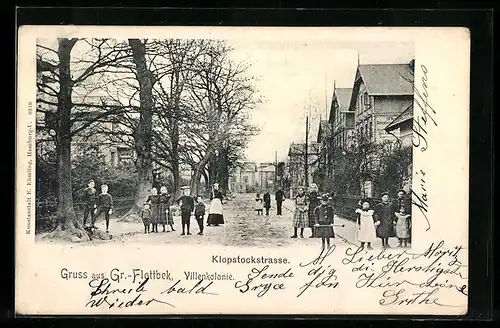 AK Hamburg-Flottbek, Villenkolonie, Klopstockstrasse mit Kindern