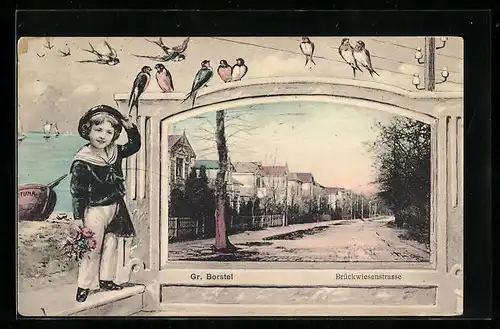 AK Hamburg-Gross-Borstel, Partie an der Brückwiesenstrasse