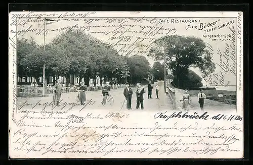AK Hamburg-Teufelsbrücke, Cafe-Restaurant Zum Bäcker