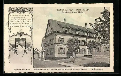 AK Müllheim i. B., Gasthof zur Post, Bes. Alfred Heitz