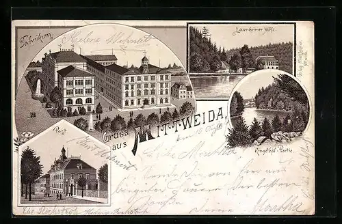 Lithographie Mittweida, Technikum, Post und Ringethal-Partie