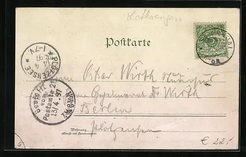 Lithographie Saargemünd, Flusspartie mit Kath. Kirche u. Neue Cavallerie-Kaserne