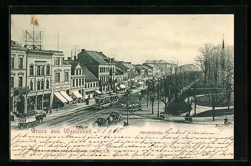 AK Hamburg-Wandsbek, Lübeckerstrasse mit Strassenbahn