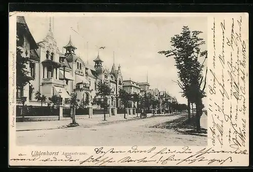 AK Hamburg-Uhlenhorst, Blick in die Agnesstrasse