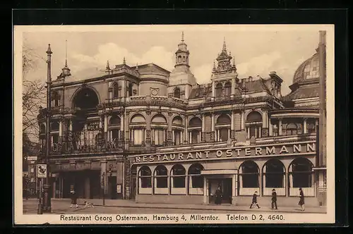 AK Hamburg-St.Pauli, Restaurant von Georg Ostermann am Millerntor