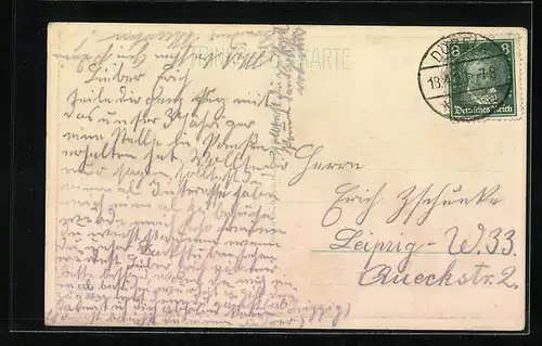 AK Döbeln /Sa., Bahnhofstrasse mit Bäckerei Max Starke