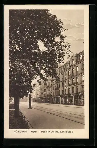 AK München, Hotel-Pension Alfons, Karlsplatz 6
