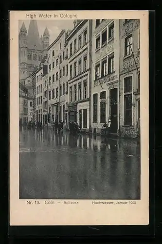 AK Cöln, Hochwasser 1920, Bollwerk