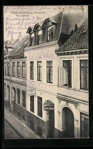 AK Bremen, Hotel zur Karlsburg von M. Loewidt