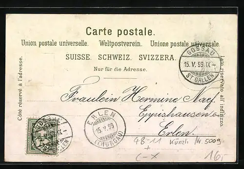 Lithographie Zürich, Ortspartie mit einer Nachtwandlerin, Optische Täuschung